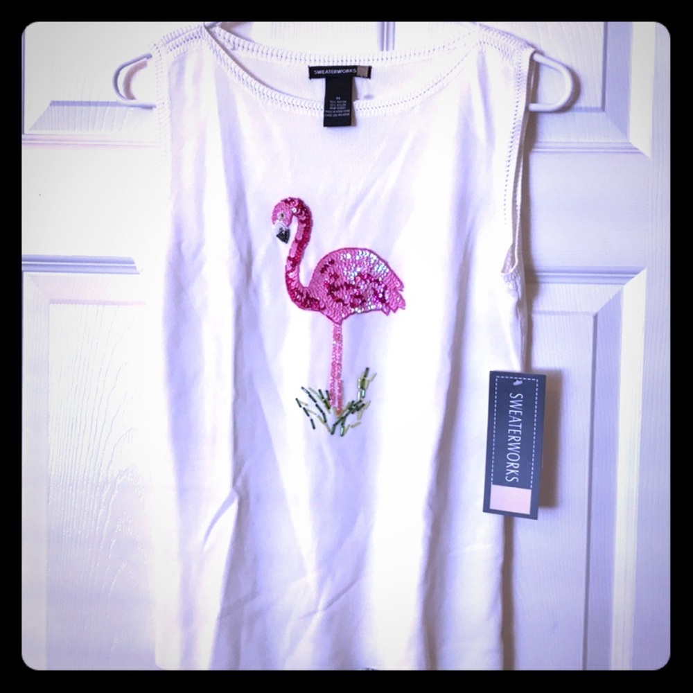 Flamingo Beaded Knit Tank